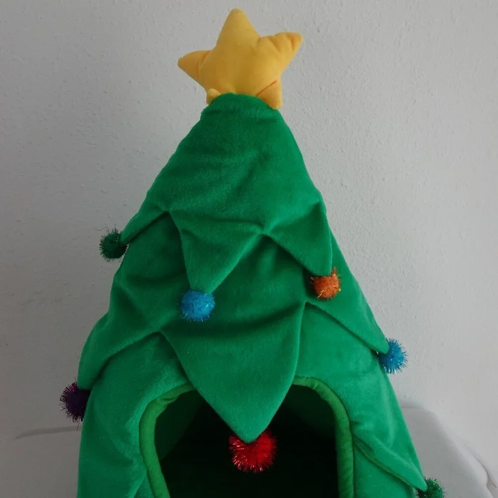 Christmas Tree Dog Cat House Pet Hut Cave Hiding Spot Cozy Area Travel